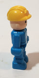 Construction Worker in Blue with Yellow Hard Hat 2 3/4" Tall Toy Figure