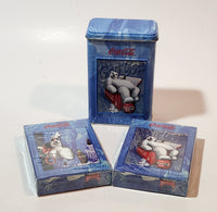 1998 Coca Cola 2 Packs of Polar Bear Themed Bicycle Playing Cards Never Opened in Embossed Tin Metal Container