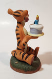 Disney Pooh & Friends "Make A Really Big Wish" Tigger Holding Birthday Cake 4 1/2" Tall Ceramic Figurine