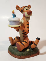 Disney Pooh & Friends "Make A Really Big Wish" Tigger Holding Birthday Cake 4 1/2" Tall Ceramic Figurine