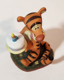 Disney Pooh & Friends "Make A Really Big Wish" Tigger Holding Birthday Cake 4 1/2" Tall Ceramic Figurine