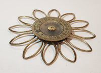 Rare Vintage "Artistic" Sunflower Starburst Style 7 1/4" Brass Metal Wall Thermometer Made in USA