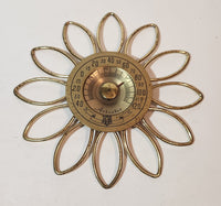 Rare Vintage "Artistic" Sunflower Starburst Style 7 1/4" Brass Metal Wall Thermometer Made in USA