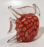 Clear Red White Tropical Angel Fish 4 1/2" Long Blown Art Glass Sculpture