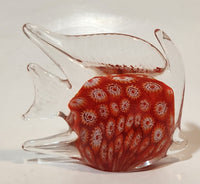 Clear Red White Tropical Angel Fish 4 1/2" Long Blown Art Glass Sculpture