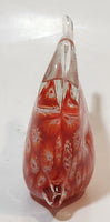 Clear Red White Tropical Angel Fish 4 1/2" Long Blown Art Glass Sculpture