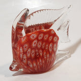 Clear Red White Tropical Angel Fish 4 1/2" Long Blown Art Glass Sculpture