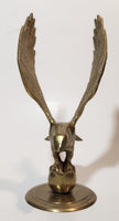 Vintage Mid Century Eagle In Flight 8" Tall Heavy Brass Sculpture