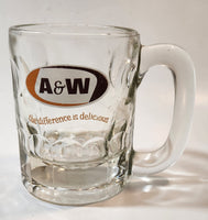 Vintage A & W "the difference is delicious" Clear Glass 4 1/4" Tall Heavy Glass Root Beer Mug