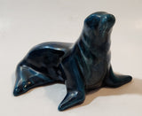 Dark Teal Blue Green Glazed 5 1/2" Long Seal Figurine