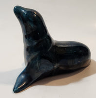 Dark Teal Blue Green Glazed 5 1/2" Long Seal Figurine