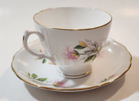 Vintage Ridgeway Potteries Royal Vale Clematis Flower Bone China Tea Cup and Saucer Set