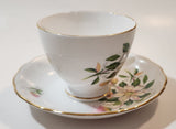 Vintage Ridgeway Potteries Royal Vale Clematis Flower Bone China Tea Cup and Saucer Set