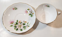 Vintage Ridgeway Potteries Royal Vale Clematis Flower Bone China Tea Cup and Saucer Set