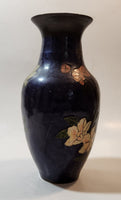 Cloisonne Hand Painted Enamel Midnight Blue Purple Solid Brass Bud Vase Made in India