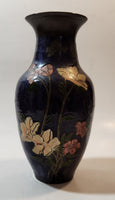 Cloisonne Hand Painted Enamel Midnight Blue Purple Solid Brass Bud Vase Made in India