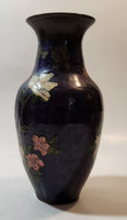 Cloisonne Hand Painted Enamel Midnight Blue Purple Solid Brass Bud Vase Made in India