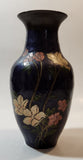 Cloisonne Hand Painted Enamel Midnight Blue Purple Solid Brass Bud Vase Made in India