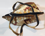 Turkish Arabian Camel Themed Cotton Zipper Tote Carry Bag