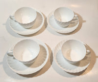 1950s Minton China White Tea Cup and Saucer Set of 4