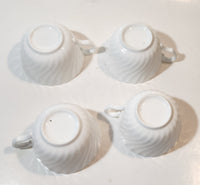 1950s Minton China White Tea Cup and Saucer Set of 4
