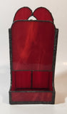 Vintage Red Leaded Stained Glass Match Holder Dispenser