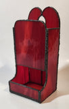 Vintage Red Leaded Stained Glass Match Holder Dispenser