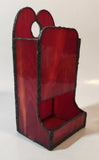 Vintage Red Leaded Stained Glass Match Holder Dispenser