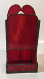 Vintage Red Leaded Stained Glass Match Holder Dispenser