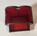 Vintage Red Leaded Stained Glass Match Holder Dispenser