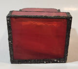 Vintage Red Leaded Stained Glass Match Holder Dispenser