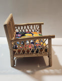 Rare Vintage 1970s Durham Industries Charley Rattan Toy Doll Furniture Set with Cushions