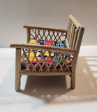 Rare Vintage 1970s Durham Industries Charley Rattan Toy Doll Furniture Set with Cushions