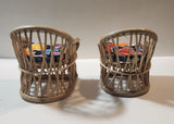 Rare Vintage 1970s Durham Industries Charley Rattan Toy Doll Furniture Set with Cushions