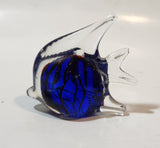 Vintage Murano Style Clear and Blue Coral Tropical Fish Angelfish 3" Tall Art Glass Ornament Tail Chip and Side Surface Chip