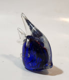 Vintage Murano Style Clear and Blue Coral Tropical Fish Angelfish 3" Tall Art Glass Ornament Tail Chip and Side Surface Chip