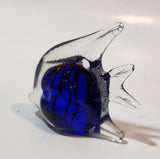 Vintage Murano Style Clear and Blue Coral Tropical Fish Angelfish 3" Tall Art Glass Ornament Tail Chip and Side Surface Chip