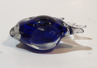 Vintage Murano Style Clear and Blue Coral Tropical Fish Angelfish 3" Tall Art Glass Ornament Tail Chip and Side Surface Chip