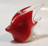 Vintage Murano Style Clear Red White Tropical Fish Angelfish 3 1/4" Tall Art Glass Ornament