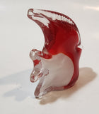 Vintage Murano Style Clear Red White Tropical Fish Angelfish 3 1/4" Tall Art Glass Ornament