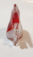 Vintage Murano Style Clear Red White Tropical Fish Angelfish 3 1/4" Tall Art Glass Ornament