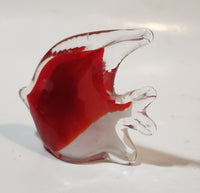 Vintage Murano Style Clear Red White Tropical Fish Angelfish 3 1/4" Tall Art Glass Ornament