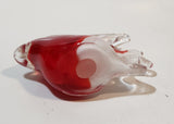 Vintage Murano Style Clear Red White Tropical Fish Angelfish 3 1/4" Tall Art Glass Ornament