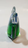 Murano Style Clear Blue and Green Tropical Fish 3 1/4" Tall Art Glass Ornament