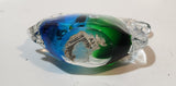 Murano Style Clear Blue and Green Tropical Fish 3 1/4" Tall Art Glass Ornament