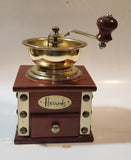 Vintage Harrod's Wood and Metal Riveted Corner Style Coffee Grinder