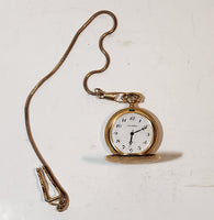 Vintage Columbus Engraved Gold Tone Case Pocket Watch Made in Hong Kong