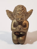 Child Angel Kneeling and Praying 1 3/4" Small Gold Tone Resin Figurine