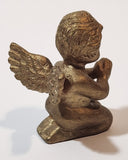 Child Angel Kneeling and Praying 1 3/4" Small Gold Tone Resin Figurine