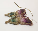Gold Glitter Colorful Butterfly Hard Plastic Hanging Christmas Tree Ornament